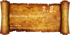 Konecsny Euniké névjegykártya